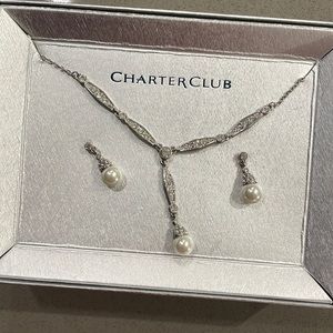 Charter club pearl necklace and earrings